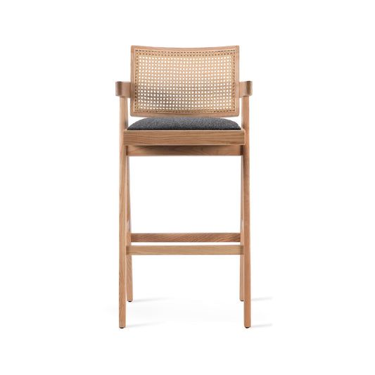 SohoConcept - Pierre J Arm Half Wicker Counter Stool - Solid Ash with Natural Finish