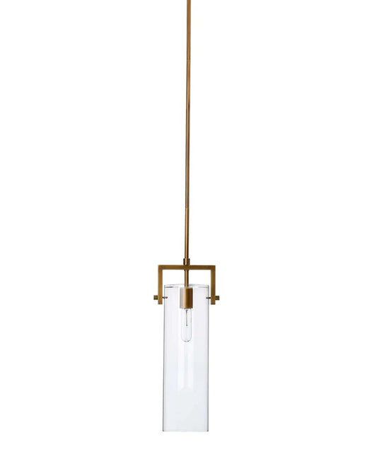 Jamie Young - Cambrai Brass & Glass Pendant, Long - 6 Inch