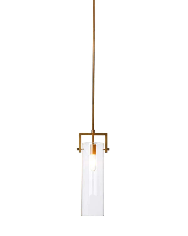 Jamie Young - Cambrai Brass & Glass Pendant, Long - 6 Inch