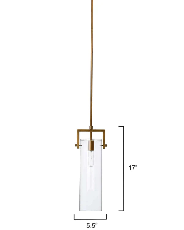 Jamie Young - Cambrai Brass & Glass Pendant, Long - 6 Inch