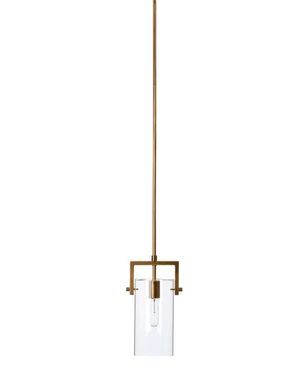 Jamie Young - Cambrai Brass & Glass Pendant, Short - 6 Inch