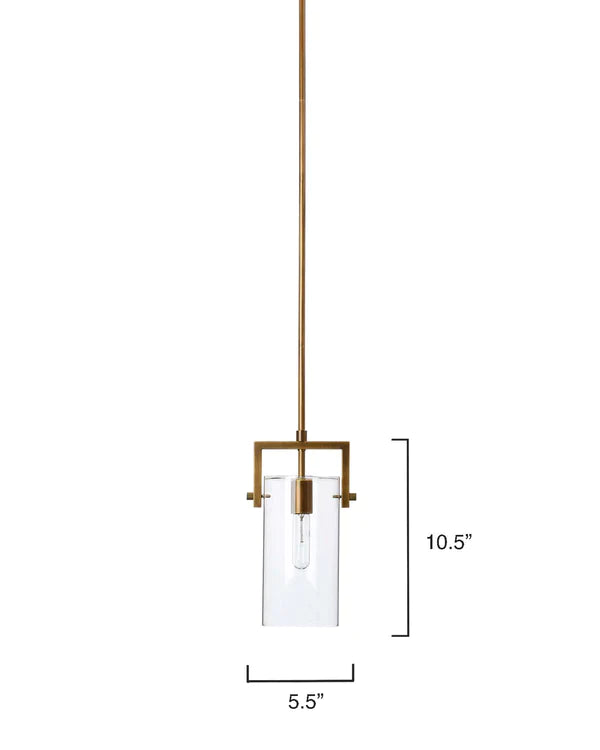 Jamie Young - Cambrai Brass & Glass Pendant, Short - 6 Inch